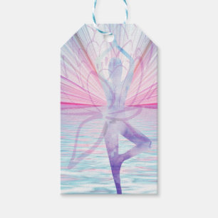 Beautiful Pink & Blue Vrikshasana Yoga Gift Tag