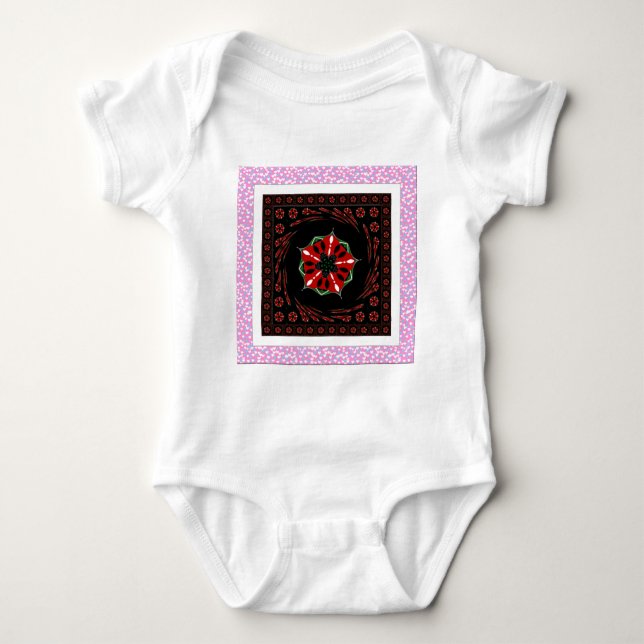 Beautiful Pink Blue White Hearts of Love Design Baby Bodysuit (Front)