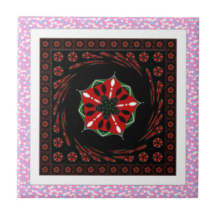 Beautiful Pink Blue White Hearts of Love Design Ceramic Tile