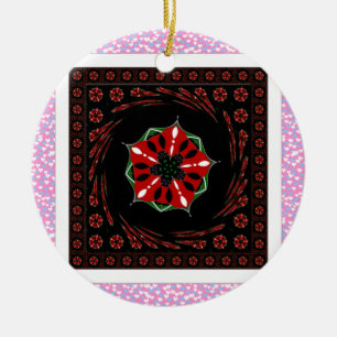 Beautiful Pink Blue White Hearts of Love Design Ceramic Tree Decoration