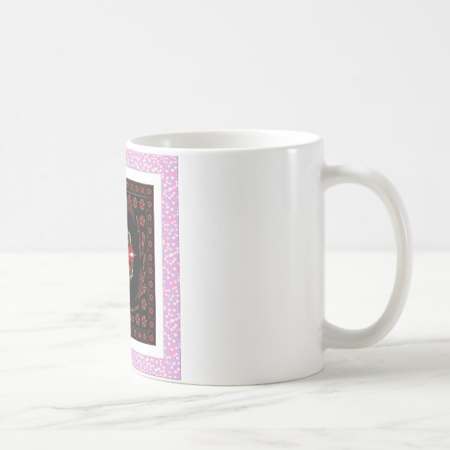 Beautiful Pink Blue White Hearts of Love Design Coffee Mug (Right)