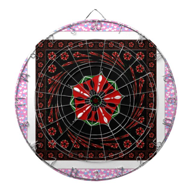 Beautiful Pink Blue White Hearts of Love Design Dartboard (Front)