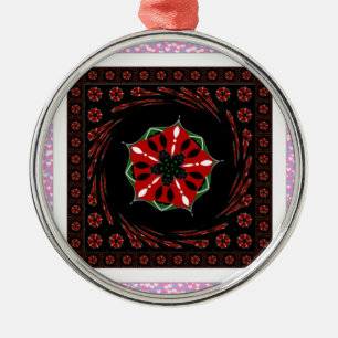 Beautiful Pink Blue White Hearts of Love Design Metal Ornament