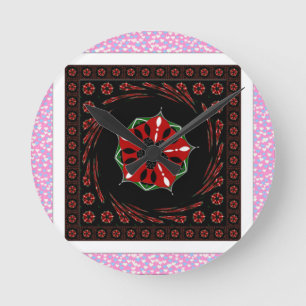 Beautiful Pink Blue White Hearts of Love Design Round Clock