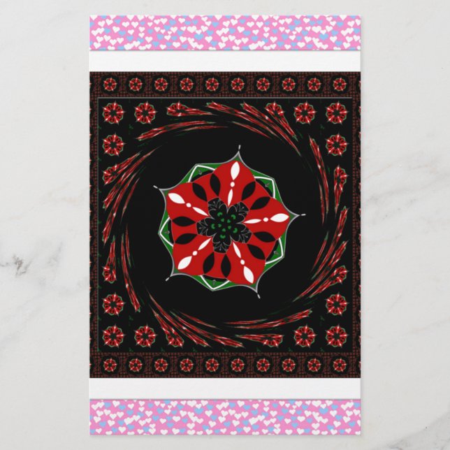 Beautiful Pink Blue White Hearts of Love Design Stationery (Front)