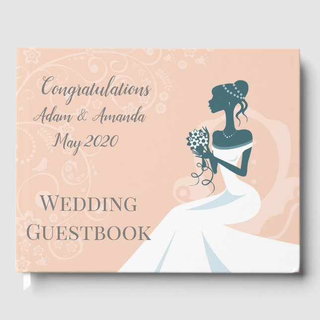 Beautiful pink bride wedding guest book (Front)