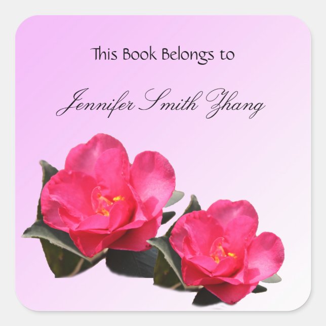 beautiful pink camellia flowers book sticker (Front)