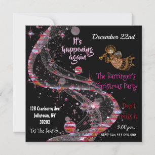 Beautiful Pink Celebration Christmas Party Fun Invitation