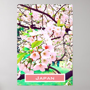 Beautiful pink cherry blossom Japan travel Poster