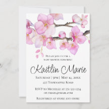 Beautiful pink cherry blossoms calligraphy script