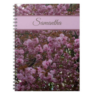Beautiful Pink Cherry Tree Photography Personalise Notebook