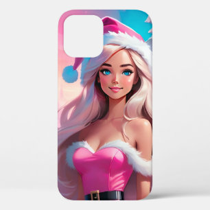 Beautiful Pink Christmas Girl 01 iPhone 12 Case