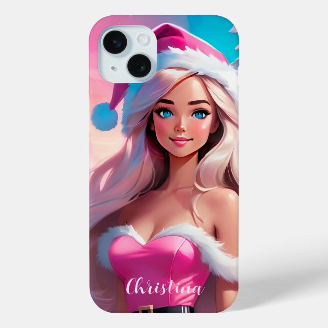 Beautiful Pink Christmas Girl 01 Case-Mate iPhone Case (Back)