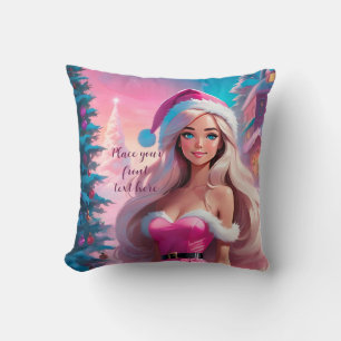 Beautiful Pink Christmas Girl 01 Cushion
