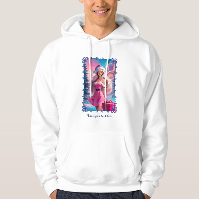 Beautiful Pink Christmas Girl 01 Hoodie (Front)