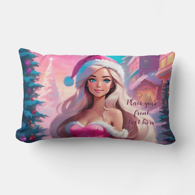 Beautiful Pink Christmas Girl 01 Lumbar Cushion (Front)