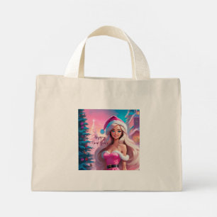Beautiful Pink Christmas Girl 01 Mini Tote Bag