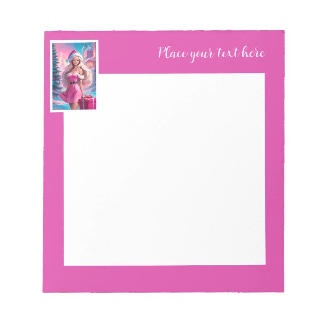 Beautiful Pink Christmas Girl 01 Notepad (Front)