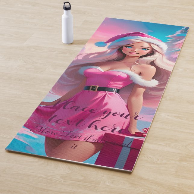 Beautiful Pink Christmas Girl 01 Yoga Mat (In Situ)