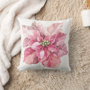 Beautiful Pink Christmas Poinsettia Cushion