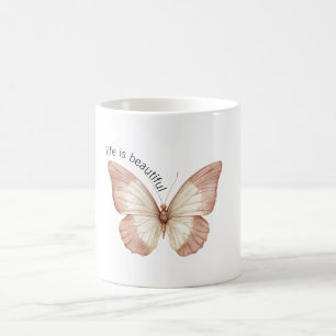 Beautiful Pink Cream Butterfly Coffee Mug