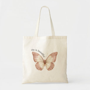Beautiful Pink Cream Butterfly Tote Bag