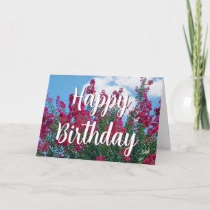Beautiful Pink Crepe Myrtle Flowers Happy Birthday Card