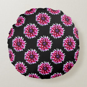 Beautiful Pink Dahlia Flower Nature Pattern Round Cushion