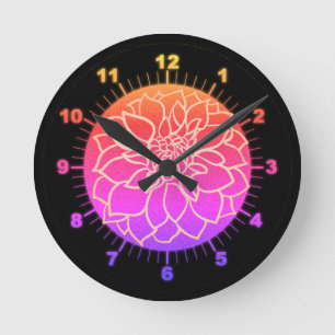 Beautiful pink Dahlia Round Clock