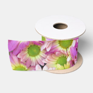 Beautiful Pink Daisy Satin Ribbon