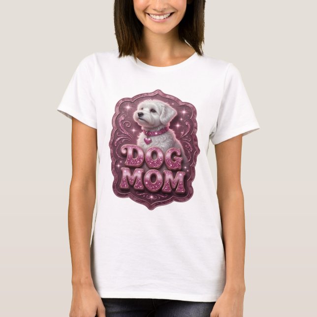 Beautiful Pink DOG MOM Statement Tee (Front)
