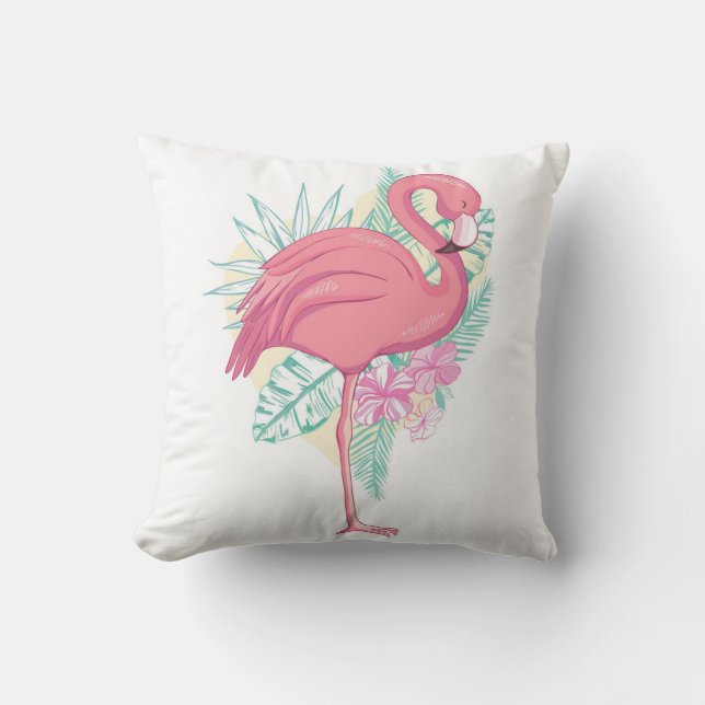 Beautiful Pink Flamingo Bird Cushion (Front)