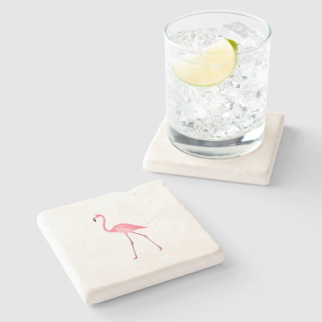 Beautiful Pink Flamingo Stone Coaster (Side)