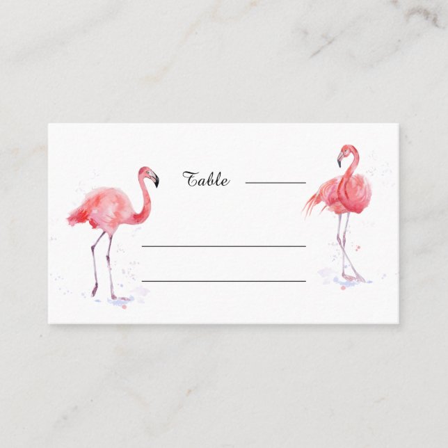 Beautiful Pink Flamingo Watercolor Place Card (Front)