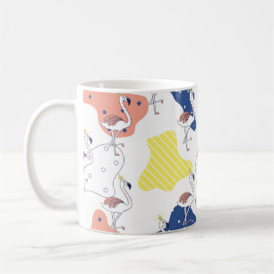 Beautiful pink flamingo with crown seamless patter coffee mug