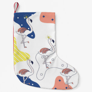 Beautiful pink flamingo with crown seamless patter small christmas stocking