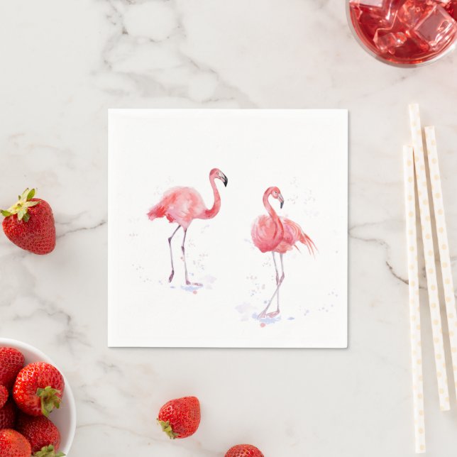Beautiful pink flamingos napkin (Insitu)