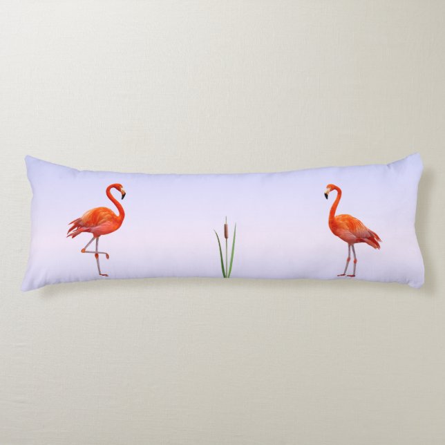 Beautiful Pink Flamingos on Light Blue Shades Body Cushion (Front)