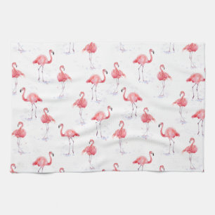 Beautiful pink flamingos pattern tea towel