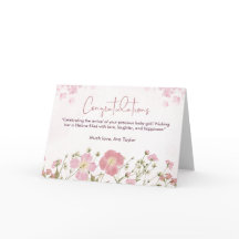 Beautiful Pink Floral Baby Shower Congratulations