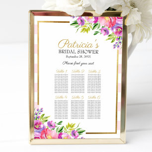Beautiful Pink Floral Bridal Shower Seating Chart