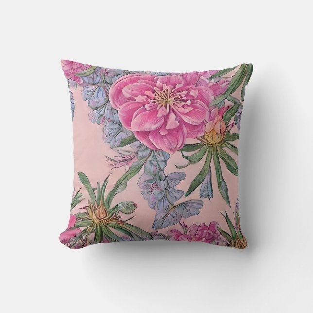 Beautiful Pink Floral Cushion (Front)