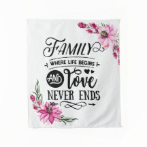Beautiful Pink Floral Family Quote