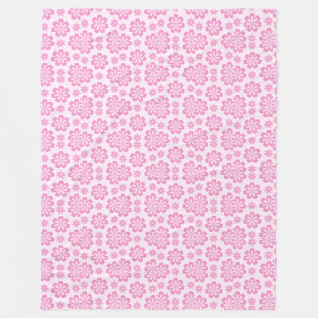 Beautiful pink floral fleece blanket (Front)