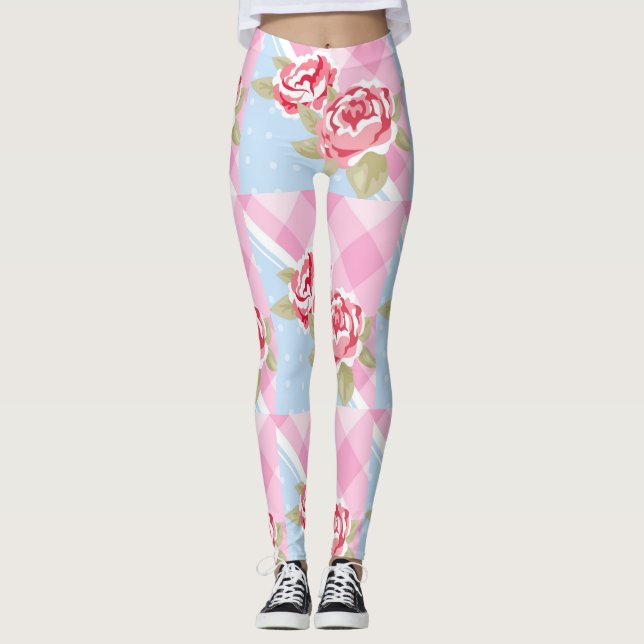 Beautiful Pink Floral Leggings (Front)