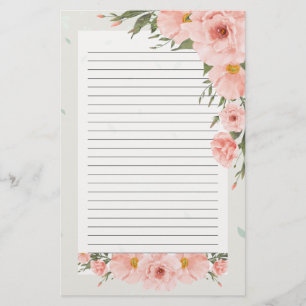 Beautiful Pink Floral Lined Stationery
