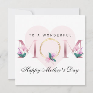 Beautiful Pink Floral Personalised Mother's day  Invitation