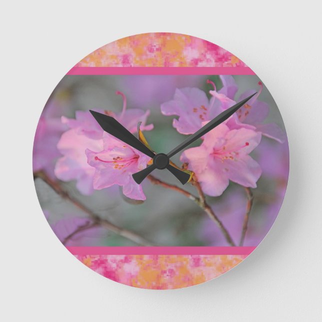 Beautiful Pink Floral Plate Round Clock (Front)