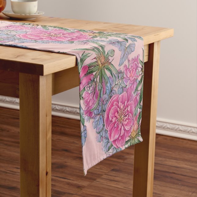 Beautiful Pink Floral  Short Table Runner (In Situ)