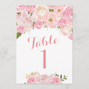 Beautiful Pink Floral Table Numbers